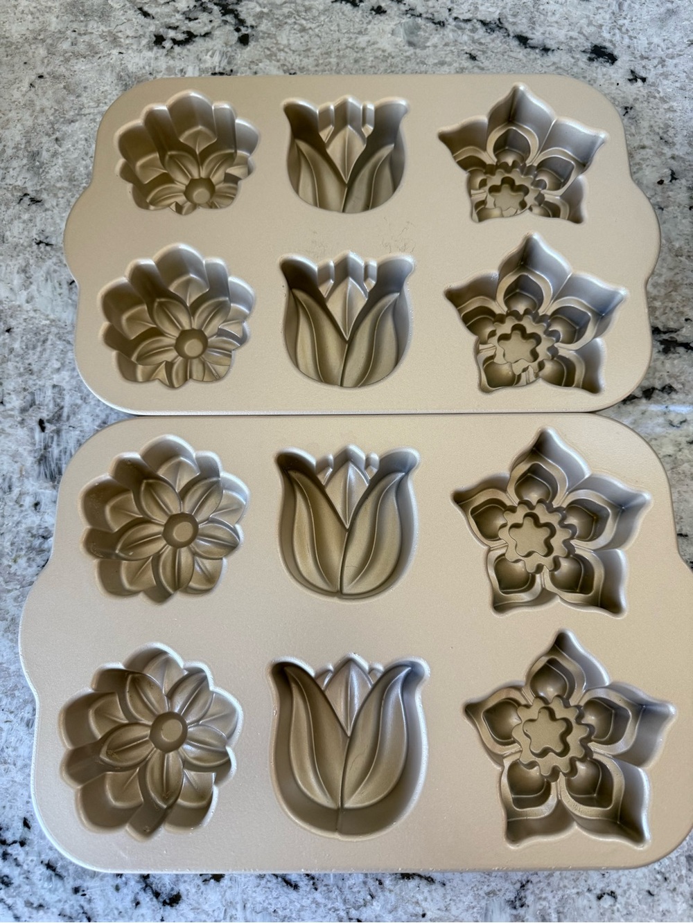 2 Nordic Ware Gold Floral Cake Pans